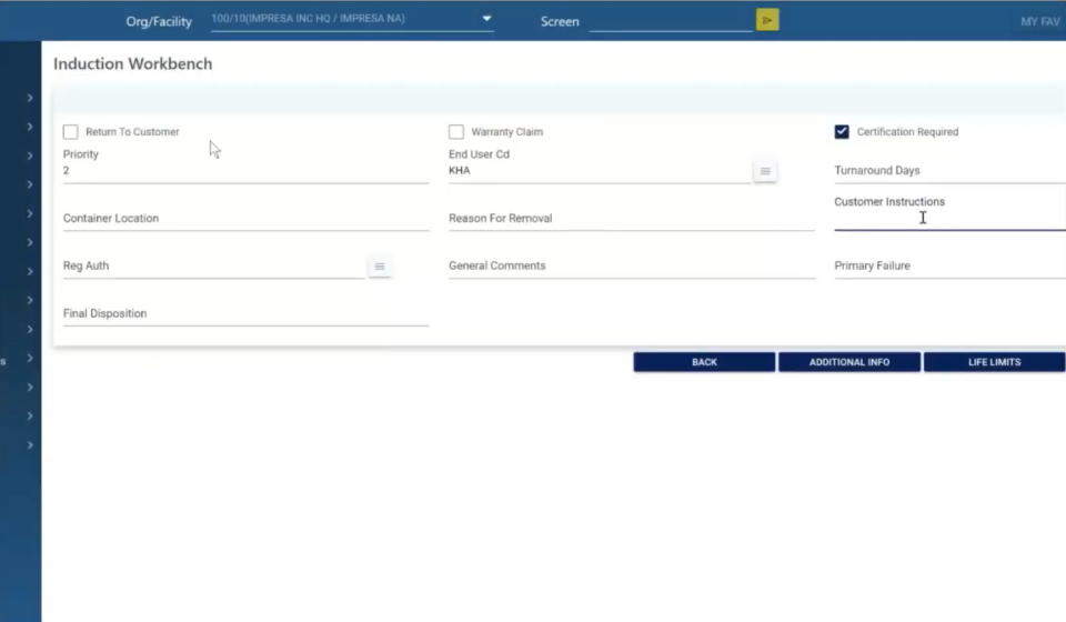 screenshot of Impresa MRO